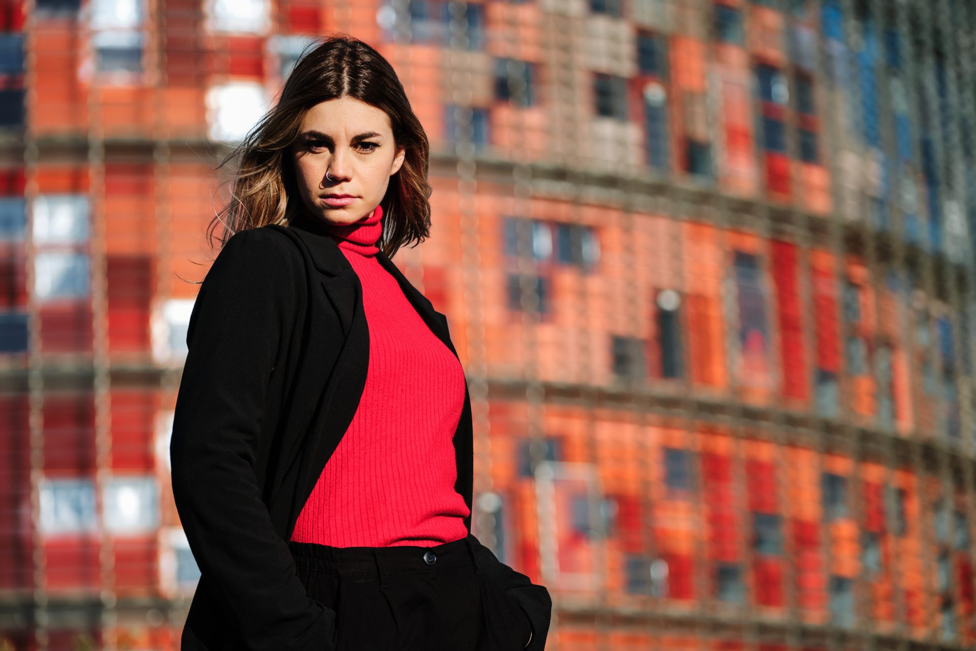 We're loving this bold red and black ensemble! Our favourite way to style sustainable pieces for maximum impact. Discover how we've mastered the art of ethical statement dressing with this chic turtleneck and blazer combo. Pop over to the blog for our complete guide to building a sustainable wardrobe that turns heads! #Sustainable #Ethical #Impact #Building #Wardrobe #Style #Art #Our #PinterestTips