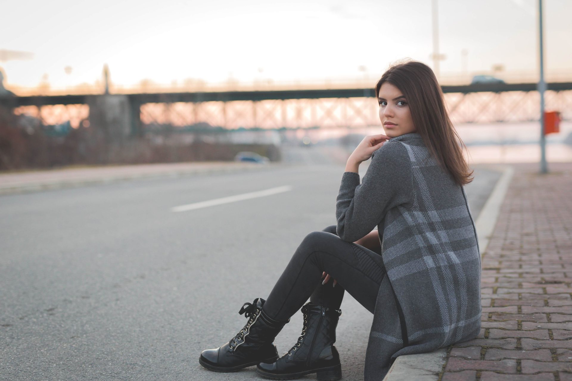 We're loving this chic urban look! A cosy grey plaid coat paired with sleek black leggings and edgy combat boots. Our favourite way to style sustainable pieces for effortless city chic. Discover our top tips for building an ethical wardrobe that doesn't compromise on style. Click for the full guide! #Sustainable #Ethical #Wardrobe #Style #Building #Chic #Our #Statements #PinterestTips #PinterestInspiration