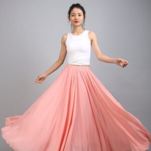 100+ Colors Chiffon High Quality Orange Pink Long Party Skirt Evening Wedding Lightweight Summer Holiday Beach Bridesmaid Maxi