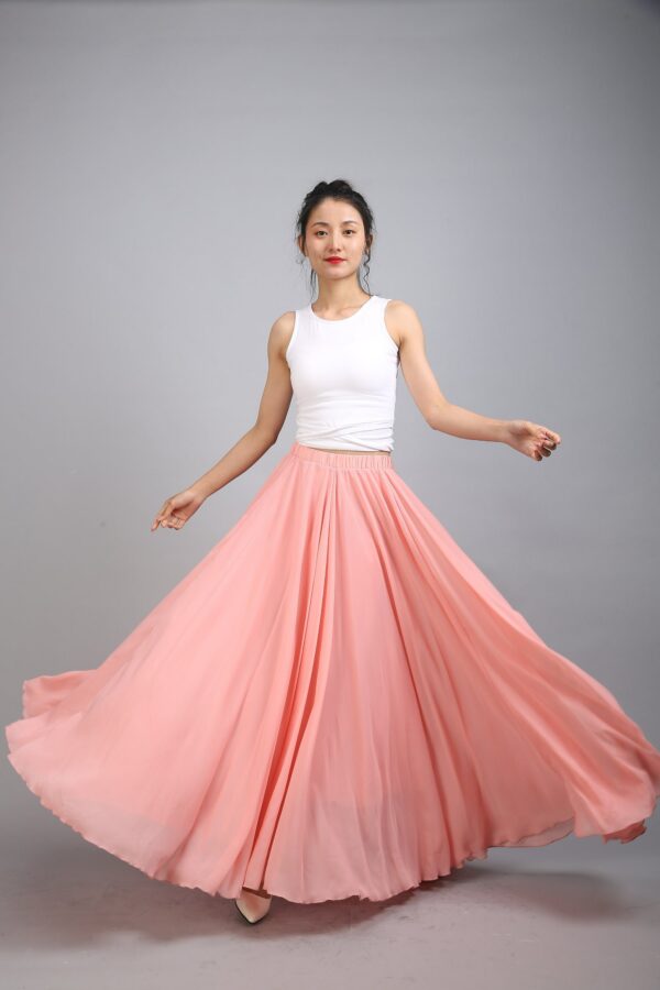 100+ Colors Chiffon High Quality Orange Pink Long Party Skirt Evening Wedding Lightweight Summer Holiday Beach Bridesmaid Maxi