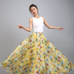 100+ Colors Chiffon High Quality Yellow Long Party Skirt Evening Wedding Lightweight Summer Holiday Beach Bridesmaid Maxi