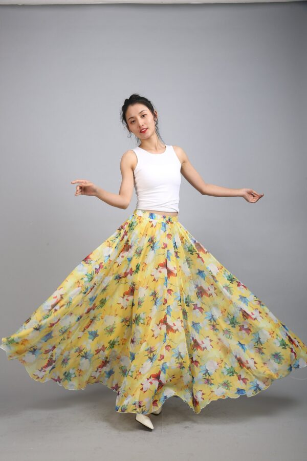 100+ Colors Chiffon High Quality Yellow Long Party Skirt Evening Wedding Lightweight Summer Holiday Beach Bridesmaid Maxi