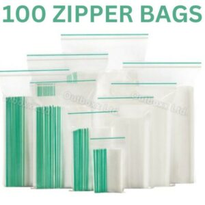 100 Pieces Zipper Bags Small Transparent Pouches Baggy Clear Smell Proof Opp Air Tighter in Different Sizes