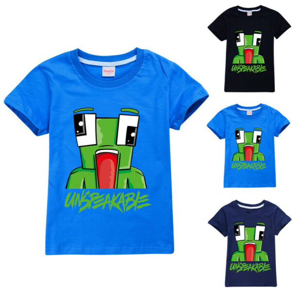 (13-14 Years, Blue) UNSPEAKABLE Cartoon Kids Round Neck T-Shirt Casual Short Sleeve Blouse Holiday Tee Tops