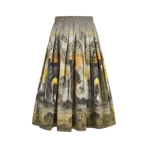 1950S Box Pleat Novelty Print Night Scene Skirt