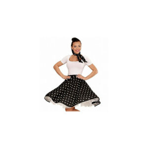 1950's Polka Dot Skirt And Scarf Set - Adult Fancy Dress Costume - Black - Size - skirt black polka 60s years circle neckerchief petticoat dots