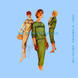 1950's Two Piece Dress Slim Midi Wiggle Skirt Pullover Kimono Sleeve Top Suit Womens Size 12 Bust 32 Vintage Sewing Pattern Simplicity 2616