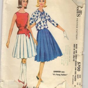 1960 Mccall's 5700Misses' & Junior Blouses Box Pleated Skirt in Two Lengths. Seventeen "It's Young Fashion