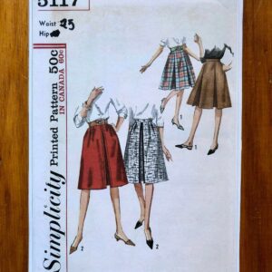 1960S A-Line Skirt Sewing Pattern/Vintage 60S Pleated Women's Waist Size 25 Hip 34 Simplicity 5117