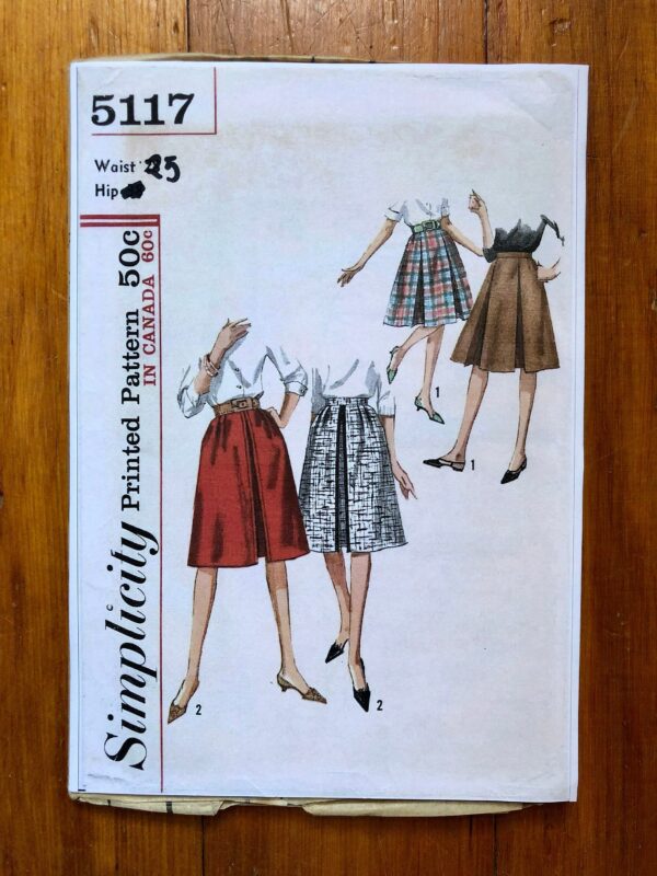 1960S A-Line Skirt Sewing Pattern/Vintage 60S Pleated Women's Waist Size 25 Hip 34 Simplicity 5117