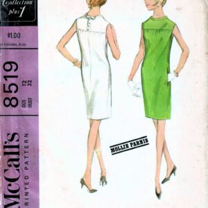 1960S Mccall's 8519 Uncut Vintage Sewing Pattern Designer Mollie Parnis Slim Dress, Yoked Chemise Size 12 Bust 32