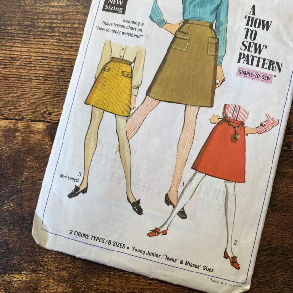 1960S Mini Skirt Dress Pattern, A-Line, Vintage, Miss Size 10