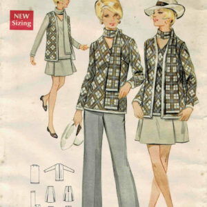 1960S Misses Cardigan Jacket V-Neck Top Scarf Pleated Skirt Flared Pants Butterick 5474 Vintage Sewing Pattern Size 8 Bust 31 1/2 Uncut