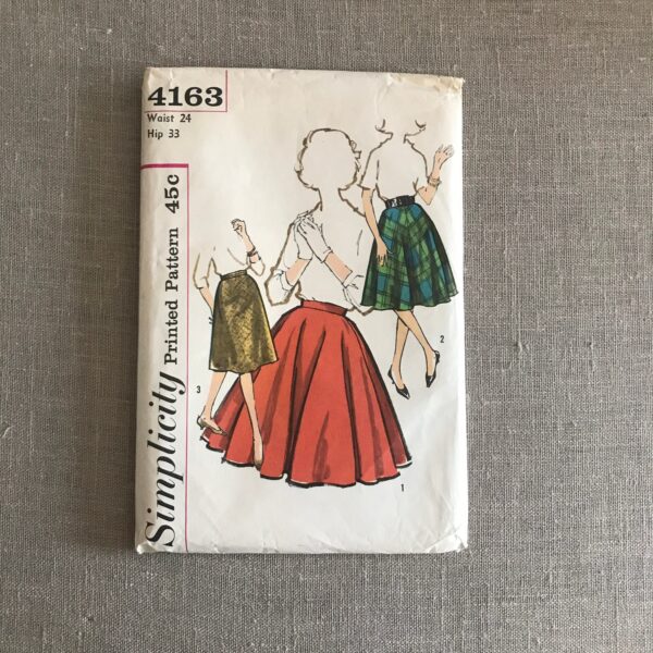 1960S Uncut Pattern Simplicity 4163 Circle Skirt, A-Line & 4 Gore 24