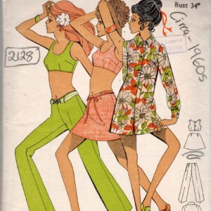 1960S Vintage Sewing Pattern Mini Shirt Dress, Skirt, Pants, Top B34In | 2128 By Le Roy Weldons 9067 Barbara Hulanicki | Biba