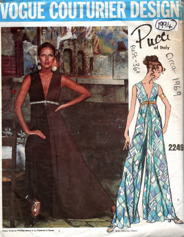 1969 Vintage Vogue Sewing Pattern B36'' Culottes Longwear | 1994 Pucci 2249