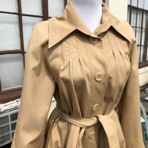 1970S 80S Tan Beige Belted Long Swing Trench Coat Overcoat 70S 1980S Vintage Raincoat Duster Retro 1940S 40S Style Khaki Princess Fitted S M