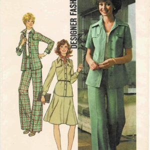 1970S Misses Shirt-Jacket Wide Leg Pants Skirt Designer Fashion Simplicity 7046 Vintage Sewing Pattern Size 12 Bust 34 Uncut