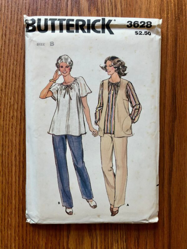 1970S Vest, Pants & Blouse Sewing Pattern/70S Vintage Women's Size 18 1/2 - 22 1/2, Bust 41-45 Butterick 3628