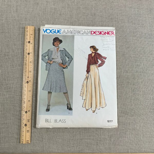 1970S Vintage Vogue Pattern 1277 American Designer Bill Blass Jacket, Blouse, Maxi Skirt, Midi Size 12 Part Cut