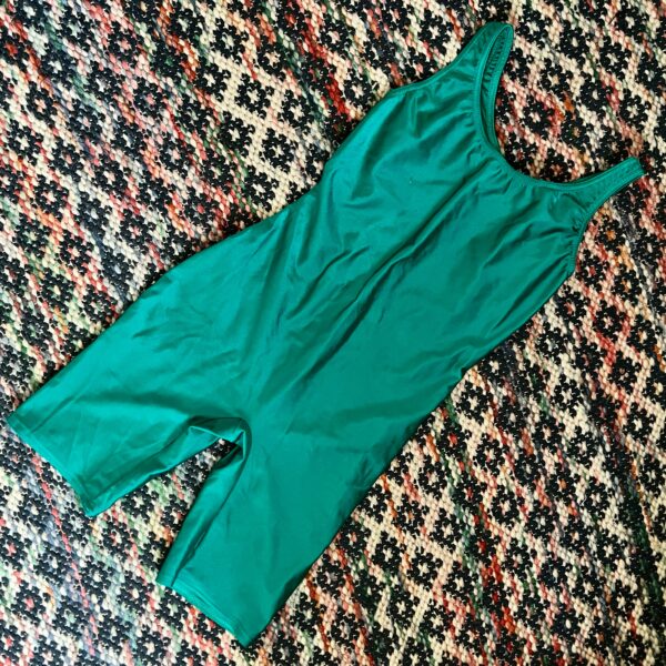 1980S Green Shiny Spandex Unitard Catsuit Sz S/M/L