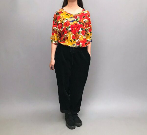 1980S Tropical Fruit Print Blouse/T - Shirt