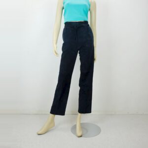 1980S True Vintage Suede Pants Creation S Dark Blue Leather High Waist Size 34/36 UK 8/10 Us 6/8