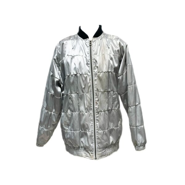 1980's-1990's Metallic Silver Light Weight Puffer Jacket - Medium