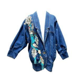 1980's Cocoon Oversized Sequined & Embellished Denim Jacket