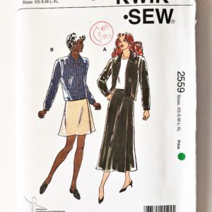 1990S Casual Chic Separates, Cropped Jacket & Wrap Skirt, Mini Or Midi, Zipper Front, Semi Fitted, Uncut Kwik Sew 2559, Sizes Xs-S-M-L-Xl