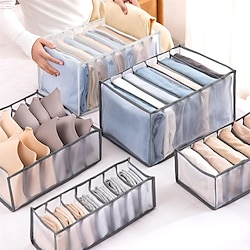 1pc Wardrobe Clothes Organizer, Visible Foldable Closet Organizers, Compartment Storage Box with Mesh Separation, Washable Drawer Dividers Organizers (Bra/Panties/Socks/Pants/T-Shirt/Legging)