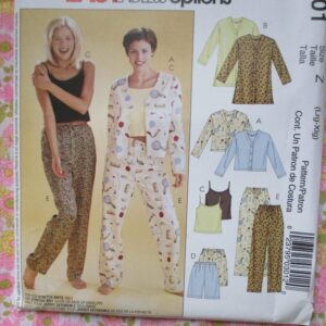 2000S Mccalls Sewing Pattern P301 Misses Pajama Pants Shorts Top Camisole Uncut Sizes L-xl