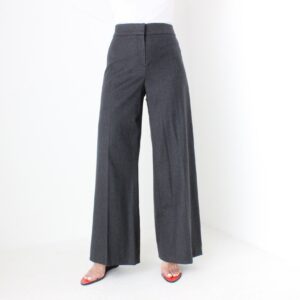 2000S Oscar De La Renta Wool Wide Leg High Waist Minimal Perfectly Tailored Bell Bottom Flares Pants/Trousers