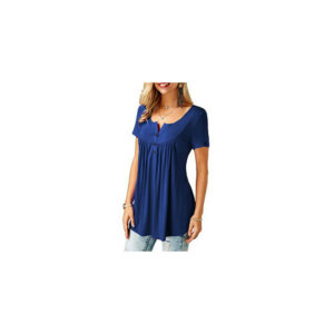 (22, Royal Blue) Women's Summer Short Sleeve Blouse T Shirt Tunic Tops Casual Loose Swing Flared Tee Shirts Plus Size 8-22