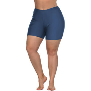 (2XL, Blue Gray) Womens Plus Size Swim Shorts High Waisted Swimsuit Shorts Boyleg Swim Bottoms