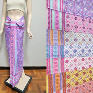 42x78 Inches Printed Cotton Fabric Not A Readymade Sarong Skirt, Pastel Color Batik Materials, Thai/ Khmer Wedding Dress Materials