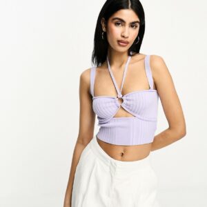 4th & Reckless emerie pleated knit top in lilac-Purple