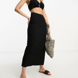 4th & Reckless onyx beach ring side midi skirt co-ord in black