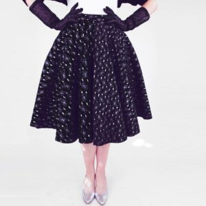 50S Black Felt With Silver Lace Circle Skirt 24.5