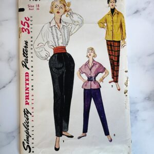 50S Simplicity 4464. 36 Bust Uncut Ff. Blouse, Overblouse High Waist Slim Pants Rockabilly Lucy Style Vintage Sewing Pattern