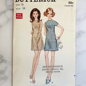 60S Butterick 5710. 38 Bust. Uncut Ff Retro Babydoll Sheer Long Short Sleeve Overdress With Slip Dress 1960S Vintage Sewing Pattern. Volup