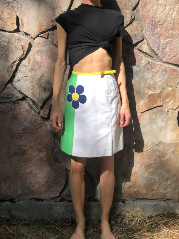 60S Daisy Applique Tennis Skirt Shorts Color Block