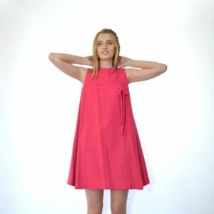 60S Hot Pink Sleeveless Wool Babydoll Mini Tent Dress Xs S