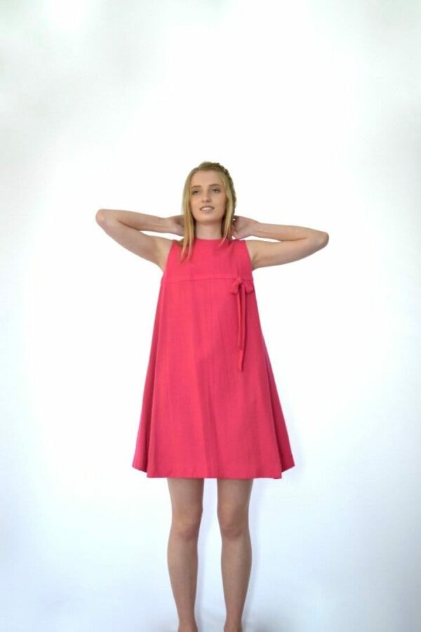 60S Hot Pink Sleeveless Wool Babydoll Mini Tent Dress Xs S