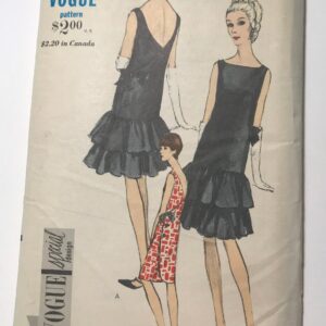 60S Sheath Dress Pattern, Sleeveless Cocktail Pattern With Ruffle Skirt, Formal Wrap Dress, Vogue 6634, Size 10, 31