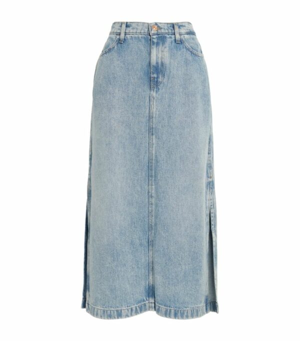 7 For All Mankind Denim Abyss Midi Skirt