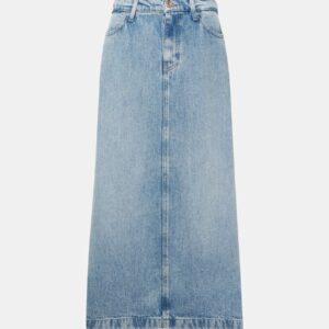 7 For All Mankind High-rise denim midi skirt