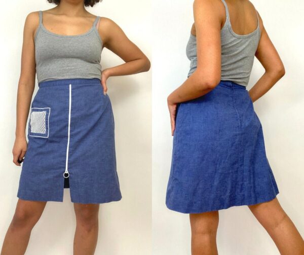 70S Blue Skirt. 1970S & White Skort. Shorts. Tennis. Zip Up. High Waist. Medium