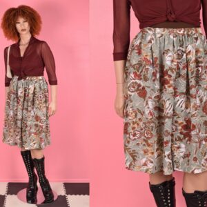 70S Semi Sheer Floral Print Culottes/ Us 11-12/ 1970S