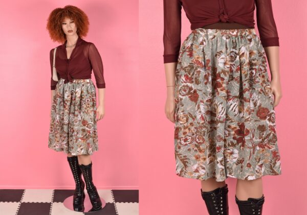 70S Semi Sheer Floral Print Culottes/ Us 11-12/ 1970S